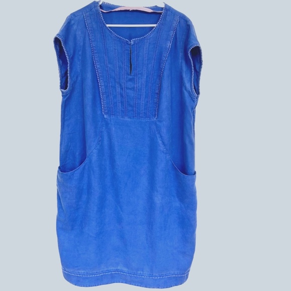 Boden  Shift Dress  * Jessica *  Lapis Blue * Size US 16L *  Chambray Linen Look - Picture 2 of 8
